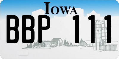 IA license plate BBP111