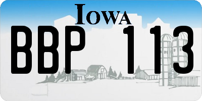 IA license plate BBP113