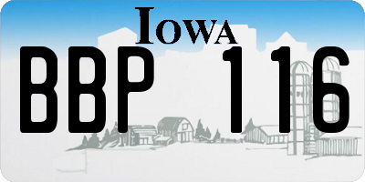 IA license plate BBP116