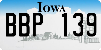 IA license plate BBP139