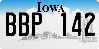 IA license plate BBP142