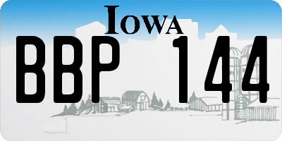 IA license plate BBP144