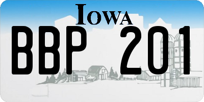 IA license plate BBP201