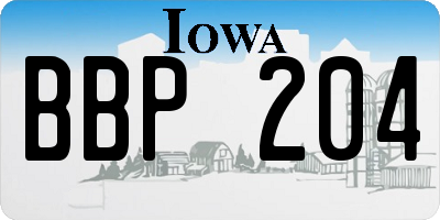 IA license plate BBP204