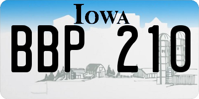 IA license plate BBP210