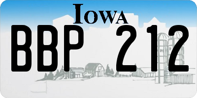 IA license plate BBP212