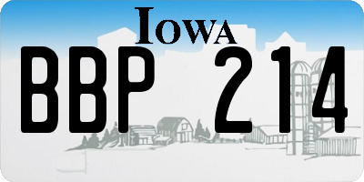 IA license plate BBP214