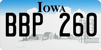 IA license plate BBP260