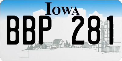 IA license plate BBP281