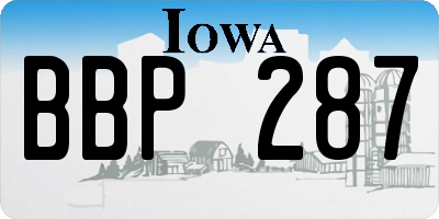 IA license plate BBP287