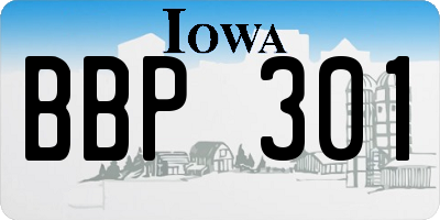 IA license plate BBP301