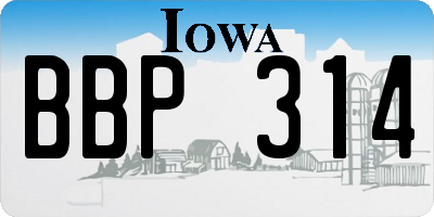IA license plate BBP314