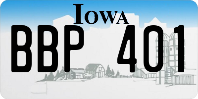 IA license plate BBP401