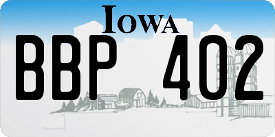IA license plate BBP402