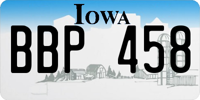 IA license plate BBP458