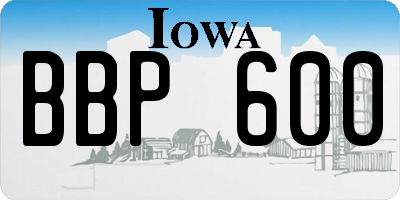 IA license plate BBP600