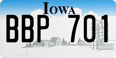 IA license plate BBP701