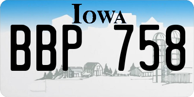 IA license plate BBP758