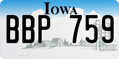 IA license plate BBP759
