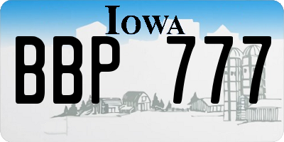 IA license plate BBP777