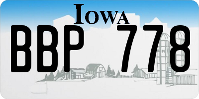 IA license plate BBP778