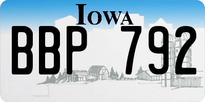 IA license plate BBP792