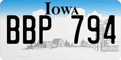 IA license plate BBP794