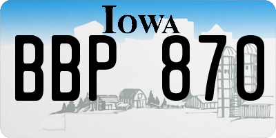 IA license plate BBP870
