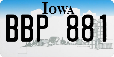 IA license plate BBP881