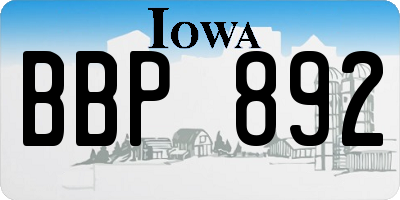 IA license plate BBP892