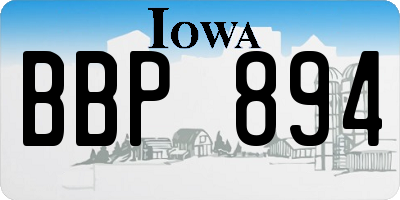 IA license plate BBP894