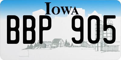 IA license plate BBP905