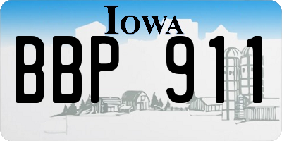 IA license plate BBP911