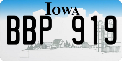 IA license plate BBP919