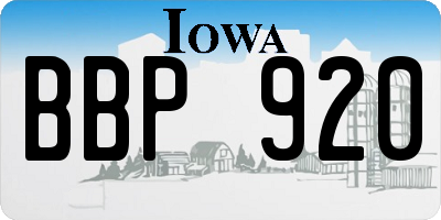 IA license plate BBP920