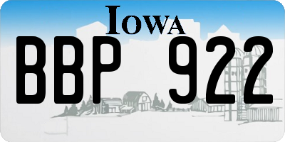 IA license plate BBP922