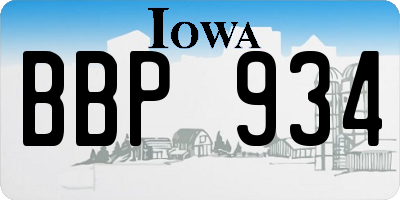 IA license plate BBP934