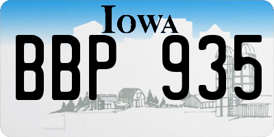 IA license plate BBP935