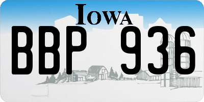IA license plate BBP936