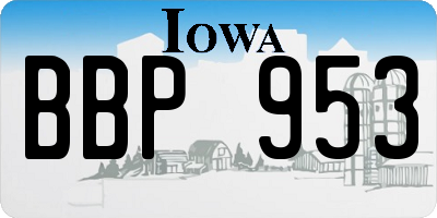 IA license plate BBP953