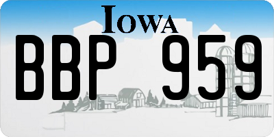IA license plate BBP959
