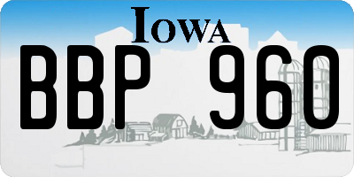 IA license plate BBP960