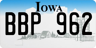 IA license plate BBP962