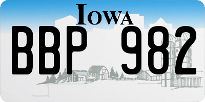 IA license plate BBP982