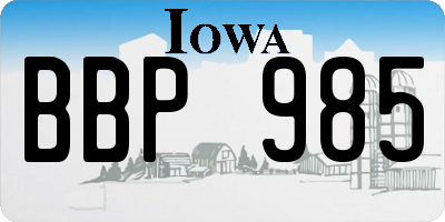 IA license plate BBP985