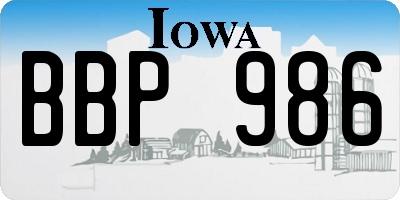 IA license plate BBP986