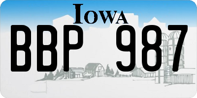 IA license plate BBP987