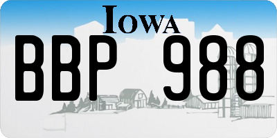 IA license plate BBP988