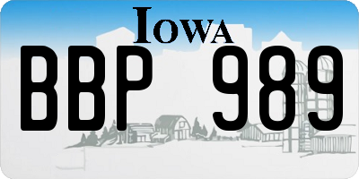 IA license plate BBP989
