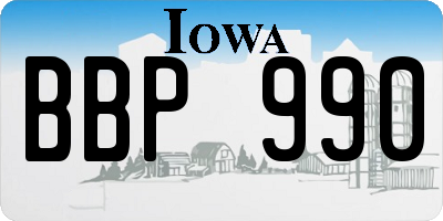 IA license plate BBP990